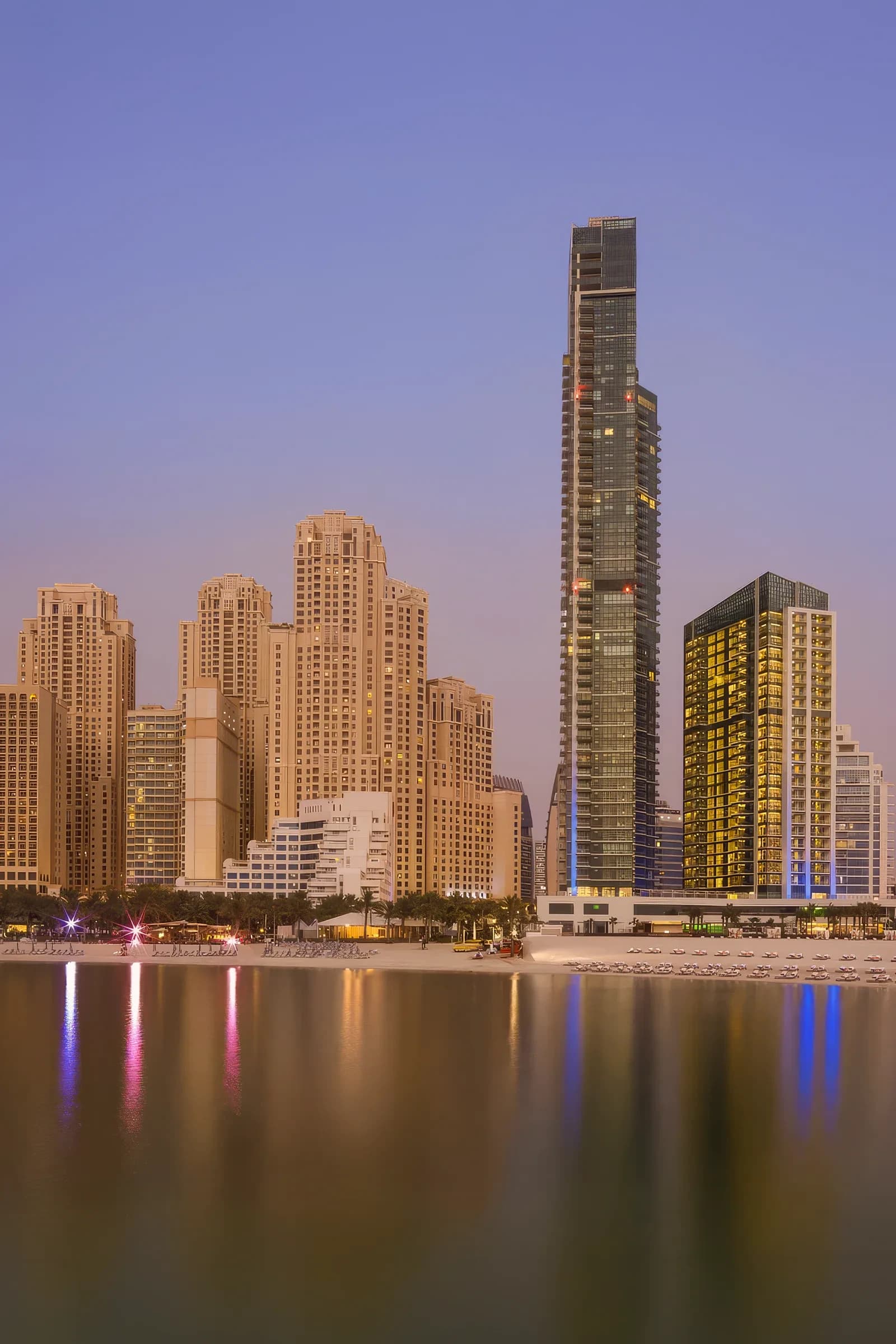 Abu Dhabi skyline across the water from the Al Bateen / Corniche shore