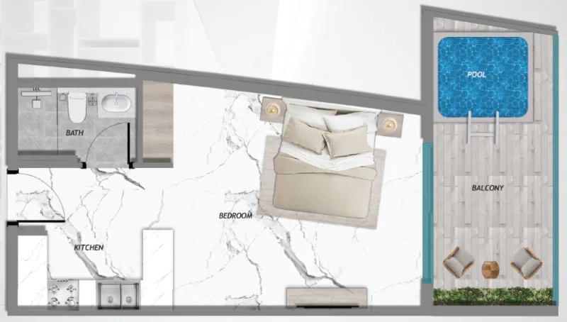 Samana Barari Heights — Studio Apartment floor plan