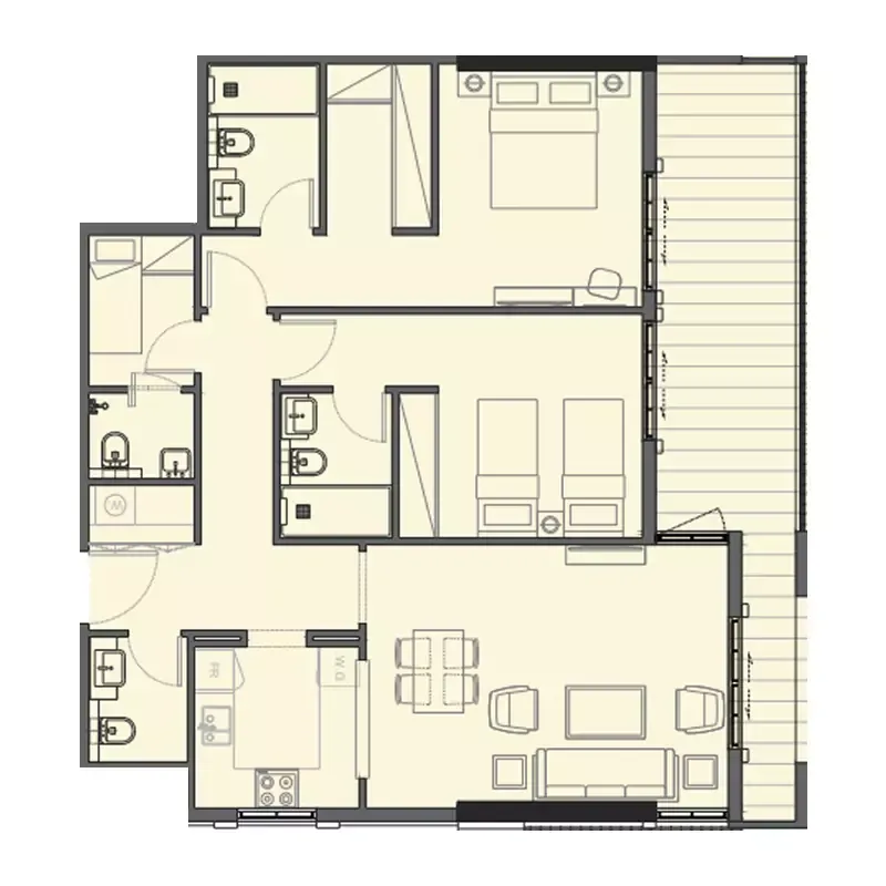 Bab Al Qasr Garden Residence 66 — 2 Bedroom Apartment floor plan